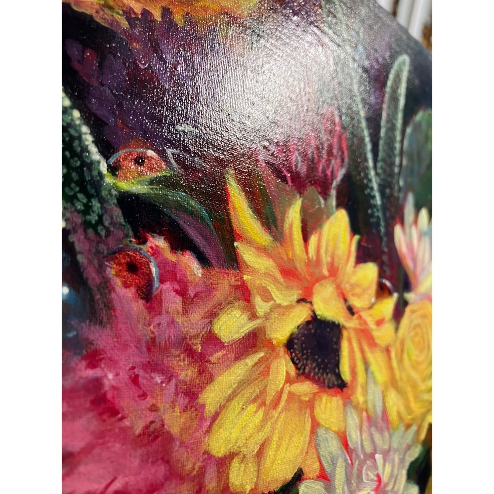 Artettina Original sunflower Painting floral Rose bouquet Art signed 2026 USA - Picture 3 of 8